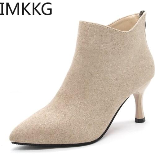 2019 Women shoes High Heeled Pointed toe Stiletto Heel Fashion martin Boots Winter Autumn Sexy ankle boots Y10356
