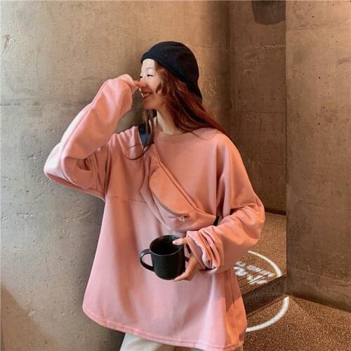 Woman Sweatshirts 2021 Sweet Korean O-neck Knitted Pullovers Thick Autumn Winter Candy Color Loose Hoodies Solid Womens Clothing