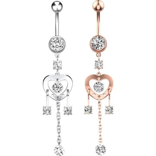 New Belly Button Piercing Stainless Steel Zircon Fashion Navel Piercings Long Dangled Women Accessories Punk Woman Body Jewelry