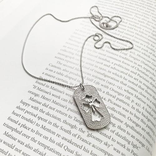 L&P Genuine 925 Sterling Silver Necklace Elegant Cross Pendant Necklace Anniversary Party Jewelry For Women Gifts Lenght 65cm