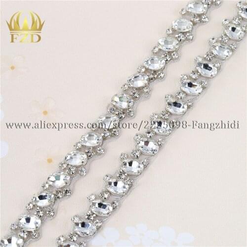 10 yards) Wholesale Appliques Bridal Headband Sash Belt Crystal Patches Shiny Rhinestones Crystal Trim For Dresses Triming