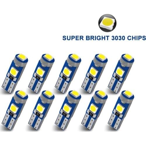 10x Signal Lamp T5 Led Bulb W3W W1.2W Led Canbus 3030SMD Car Interior Light Auto Wedge Dashboard Warming Indicator Lamp