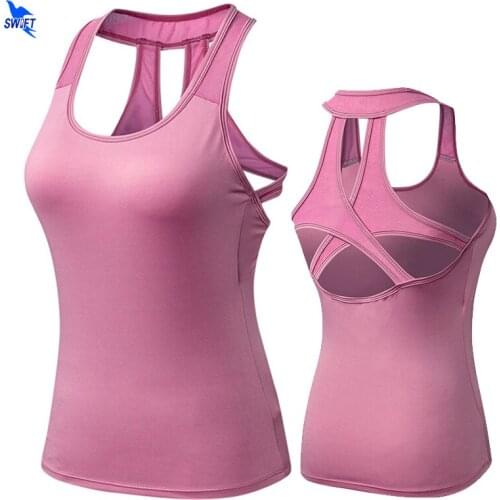 2020 Quick Dry Women Cross Back Sleeveless Yoga Shirt Compression Racerback Workout Running Tank Top Gym Fitness Sportswear Vest