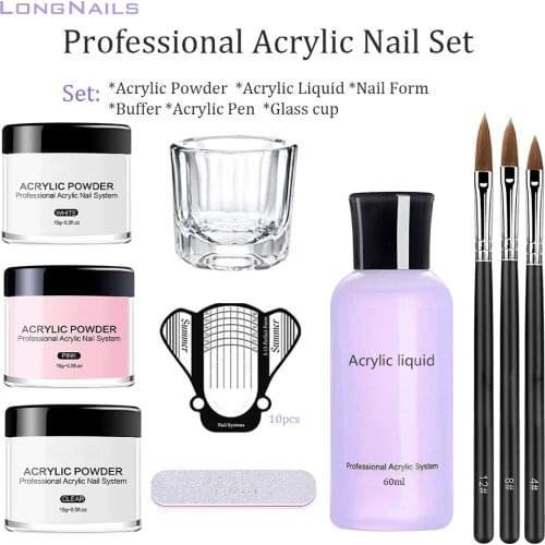 2021 Acrylic Carve Flowder Set Present Monomer Clear Extension For Manicure Practice Teach Kit Nail Art AcrylicPowder& Liquid 16