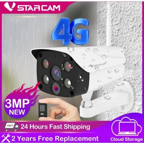 Vstarcam NEW 4G SIM Card IP Camera 3MP Wireless Outdoor Security Bullet Camera Color Night Vision CCTV Onvif Two Way Audio CG52