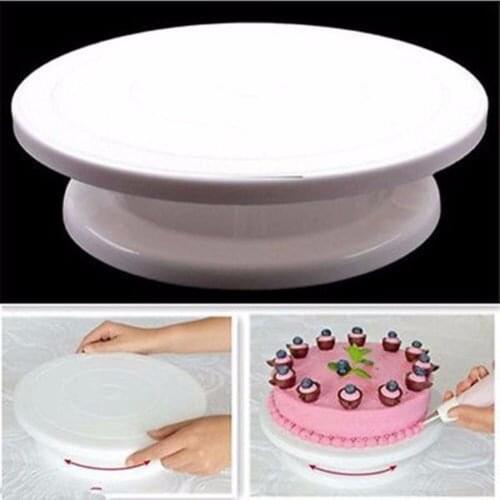 28cm Kitchen Cake Decorating Icing Rotating Turntable Cake Stand White Plastic Fondant Baking Tool DIY Platform Cupcake Stand