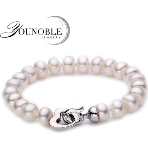 White Natural Freshwater Pearl bracelet for women,classic real pearl bracelet 9-10mm mother birthday gift multi drop shipping
