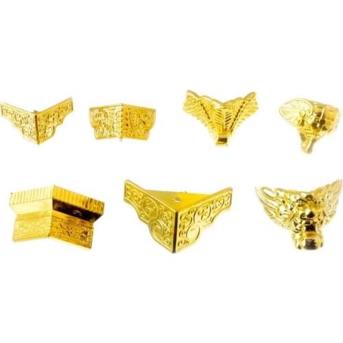 Free shipping 4Pcs Gold tone Jewelry Gift Box Wood Case Decorative acrylic Feet Leg Corner Protector