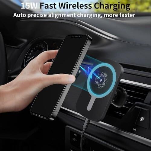 15W Magnetic Wireless Car Charger Mount StandAutomatic Magnet Air Vent Qi Fast Charging Phone Holder for iPhone 12 Pro Max Mini