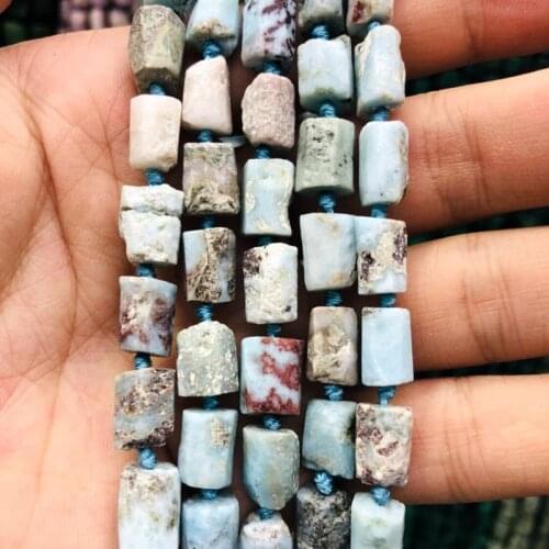 100% Natural Larimar Raw Stone beads,Natural Stone Loose beads Nugget Tube beads for jewelry 2of 15.5" string