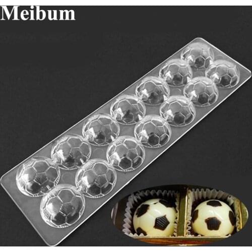 Meibum 14 Cavity Soccer Polycarbonate Chocolate Mold 3D Sphere Ball Confectionery Form Baking Tray Candy Decorating Mould
