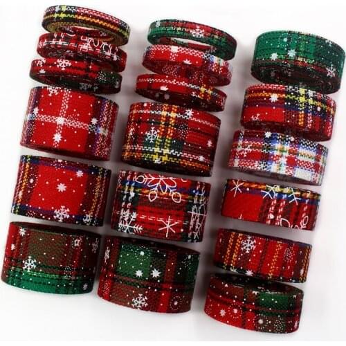 I-19903-2029,5 yards Cloth Ribbon Christmas Snowflake Plaid Strip,DIY handmade Bow Party decoration Gift packaging accessories