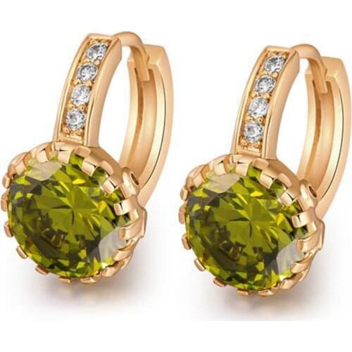 Perfect Round Zirconia Lovely Girls Hoop Earrings Yellow Gold Filled Women Huggie Earrings Lady Gift Drop Shipping