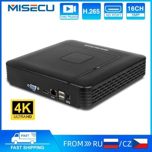 MISECU H.265 Max 5MP Output CCTV NVR 16CH 5MP Security Video Recorder H.265 Motion Detection ONVIF P2P CCTV NVR APP remote