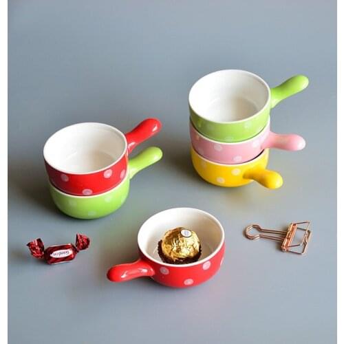 Ceramic Single Handle Saucer Baking Bowl Sauce Dish Household Ceramic Oven Special Shufulei Cake Bowl High Temperature Resistant