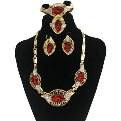 Classic Big PearCrystal Stone Necklace/Earring bracelet ring Wedding Set for Women Delicate High Quality Zircon Lady Party Wear