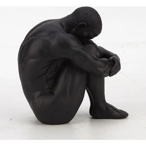 Creative Nude Male Sculpture Body Art Statue Sit with Your Legs Crossed Man Body Figurine Home Decoration Resin Crafts