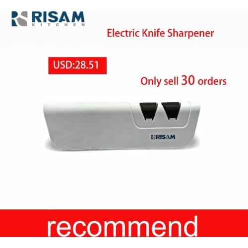 RISAM Kitchen Tools Two stages Electric Knife Sharpener Diamond material white coarse and fine sharpening Knife Sharpener