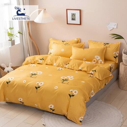 Liv-Esthete Yellow Bedding Set Flowers Adult Double Queen King Mattress Cover Fitted Sheet Elastic Band Home Decor Bedspread