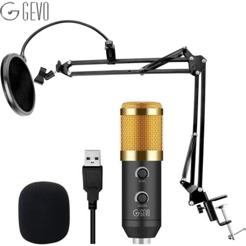 USB Condenser Microphone for Computer With Adjustable Metal Arm Stand Mic for Gaming Podcast Live Streaming for Mac & Windows PC