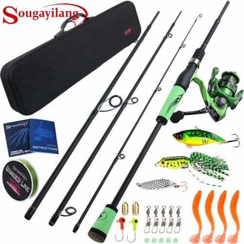 Sougayilang 2.1-2.4M Fishing Rod Combos Carbon Fiber Spinning Fishing Pole Casting Reel Fishing Carrier Bag Lure line Sets Pesca