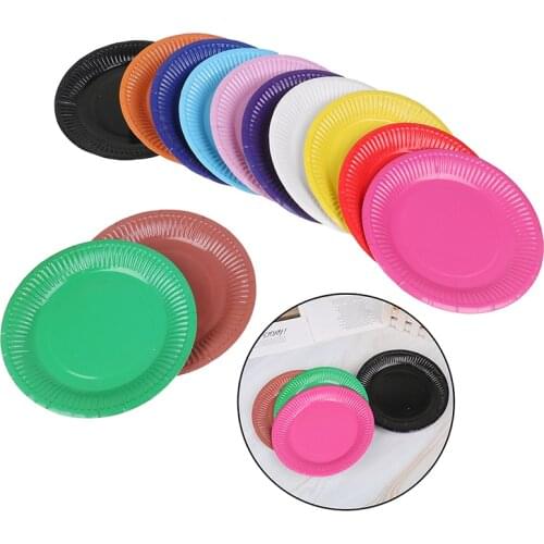 10PCS/LOT Multi-Colored Disk Disposable Plates Cake Paper Pan DIY Decoration Kids Birthday Party Wedding Tableware Supply