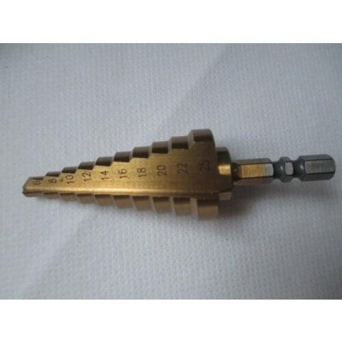 Titanium-Coated Step Drill Bit Set 1/4"" hex shank 6-25mm cutting tool Reamer