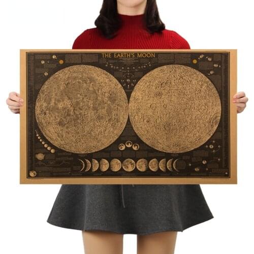Earth Moon Wall Art Canvas Painting Anime Vintage Retro Style Nordic Poster Prints World Map Wall Pictures for Living Room Decor