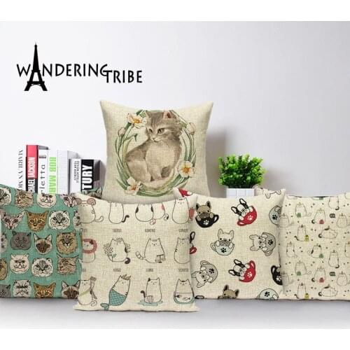 Cartoon Animal Cushion Cover 45*45 Hare Decor Throw Pillow Covers Cat Decoration Kissen Custom Quality Bunny Linen Pillowcase