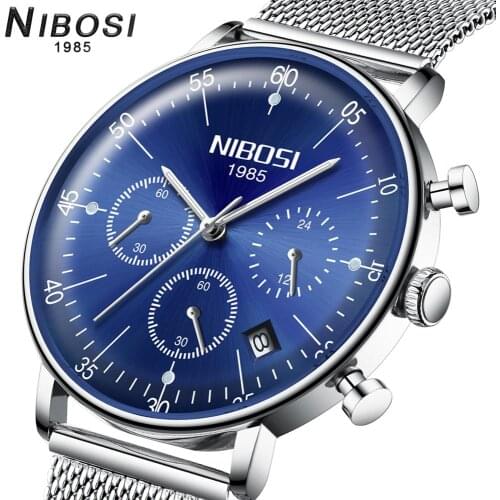 NIBOSI Quartz Watch Men Mesh Belt Top Luxury Brand Waterproof Clock mens Watches Fashion Sports wrist watch Relogio Masculino