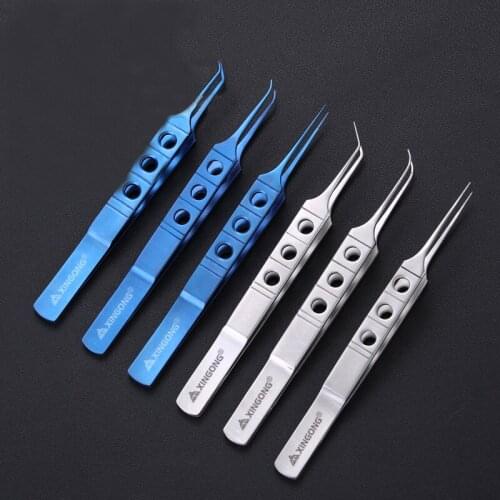Ophthalmic microscopy tweezers, medical tweezers, toothed platform tweezers, stainless steel microscopy instruments for double e