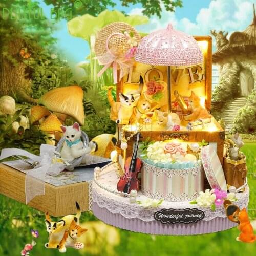 PB Playful bag Decompression puzzle intellectual fun house diy hut cat assembly model diy girl gift holiday Christmas toy ud09