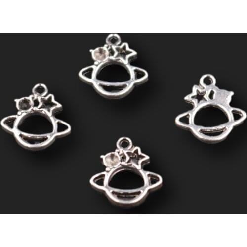 80pcs Silver Plated Mini Cosmic Satellite Pendant Hip Hop Bracelet Metal Accessories DIY Charms For Jewelry Crafts Making P625
