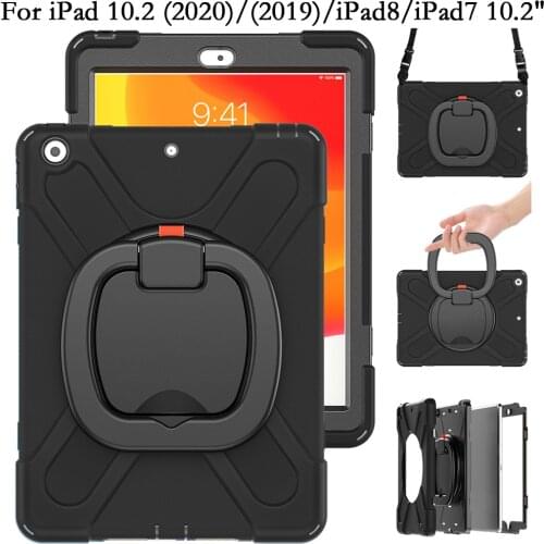 Shockproof Silicone PC Portable Rotating Stand Tablet Case for iPad10.2 iPad 8 7 10.2 2020 2019 7th 8th iPad8 iPad7 Cover Fundas
