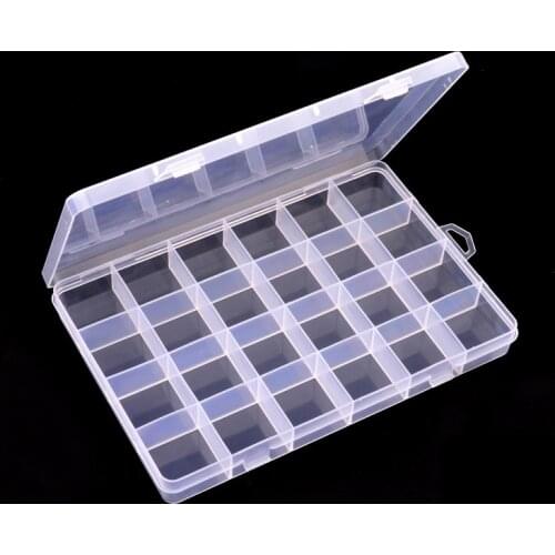 24 Slots Transparent Plastic Storage Box Organizer Case Nail Art Gems Jewelry Beads Decoration Container