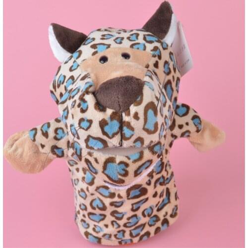 Blue Animal Hand Puppet Leopard Plush Toys Baby Educational Hand Puppets Cartoon Pretend Telling Story Doll for Children Kids