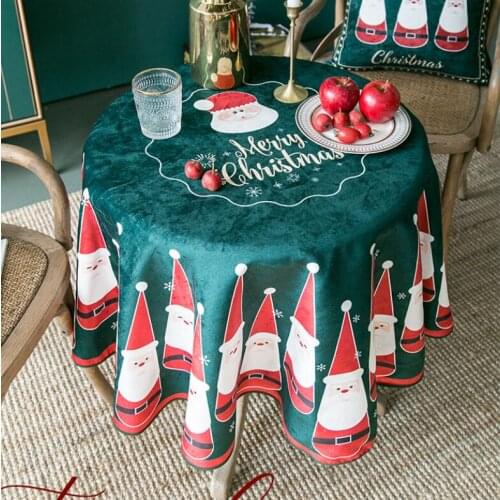 European Table Cloth Santa Claus Thick Dining Decorated American Style Can Wash Tablecloth Oil and Water Proof for Christmas