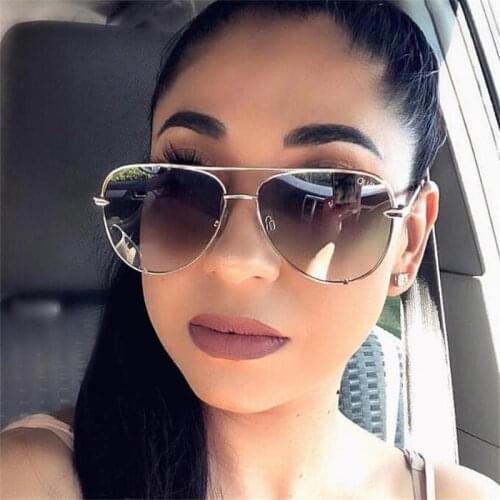 Retro Brown Sunglasses Womens Luxury Designer Metal Sun Glasses For Female Pilot Style Fashion Shades uv400