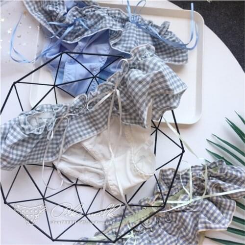 SP&CITY Lovely Classic Plaid Ruffle Sexy Panties Women Sweet Stain Bow Cute Menstrual Underwear Crotch Cotton Briefs Lingerie