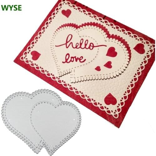 WYSE Metal Cutting Dies Double Heart Craft Dies Scrapbooking Die Cut for DIY Photo Album Paper Card Template Supplies