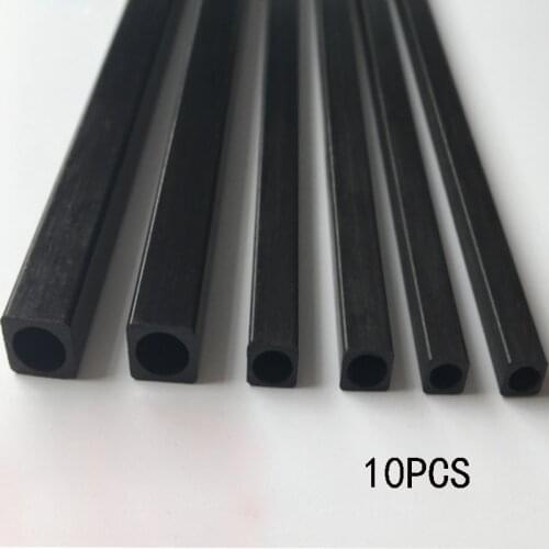 10 pcs RC Model Accessories Carbon Fiber Square Tube Length 500mm Multi-Size OD 2mm 2.5mm 3mm 4mm 5mm 6mm 8mm 10mm