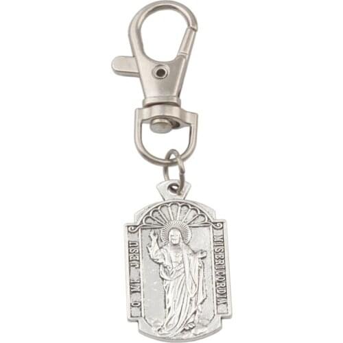 30Pcs Zinc alloy O MI Jesus misericordia Medal religion Charms Bead with Lobster clasp Fit Charm Bracelet DIY Jewelry A-239