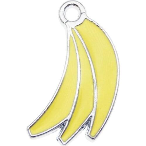 5pcs Enamel Banana charms for jewelry making earring pendant fruit charm bracelet necklace charm diy finding Bracelet Crafts Top