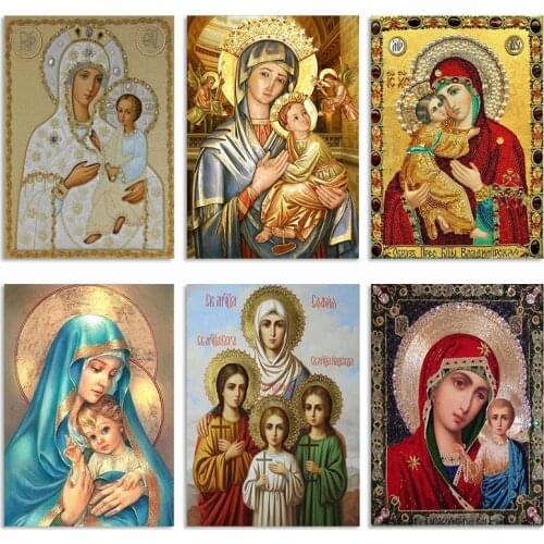 5D Diamond Painting Full Drill Diamond Embroidery Madonna And Child New 3D Diamond Mosaic Abstract Artist Home Decoration Lx28