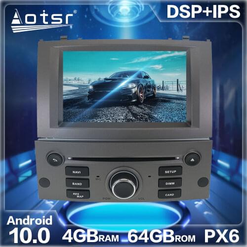 Android 10.0 4+64GB Car Radio GPS Navigation DSP For Peugeot 407 2004 -2010 Car Auto Stereo HD Multimedia DVD Player DSP carplay