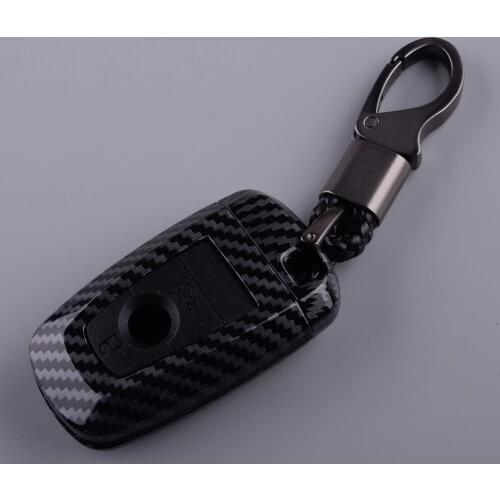 Carbon Fiber Style Black 3 Buttons Remote Key Fob Shell Silicone Cover Holder Case Fit for Ford