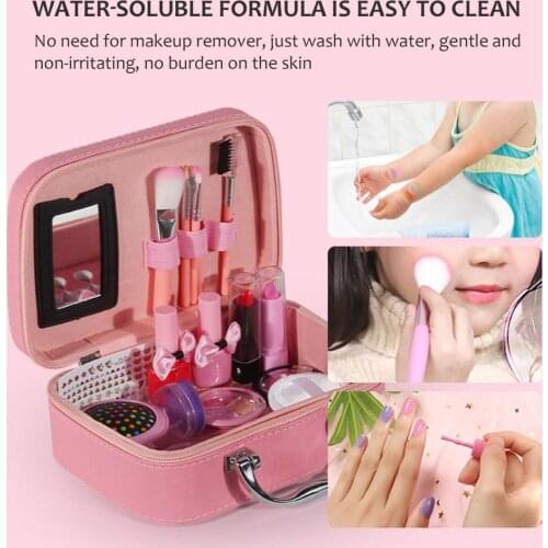 Kids Washable Makeup Girls Toys Pretend Play Toys Cosmetics Make Up Set Box for Kids Girl Christmas Birthday Gift Toys
