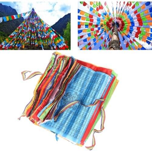 8.4 M 30 5-color Religious Flags Tibetan Buddhist Supplies Prayer Flag Craft Polyester Decorative Flag Scripture Silk Five Colo