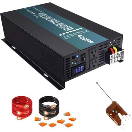 4000W Pure Sine Wave Inverter 24V to 220V Solar Power Inverter Coverter Voltage Regulator 12V/48V DC to 120V/230V/240V AC Remote
