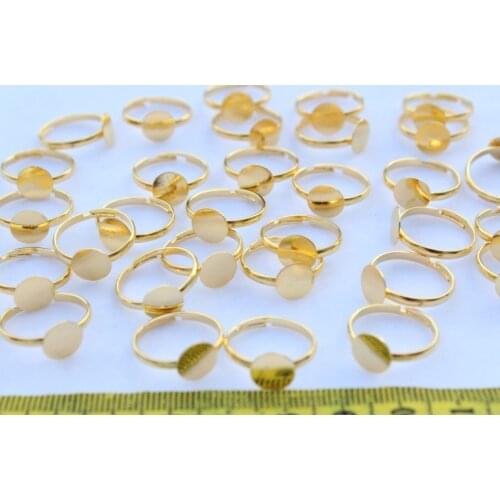 125pcs adult use Adjustable Gold Tone Rings with Glue Pad 8mm wholesale lead and nickle free